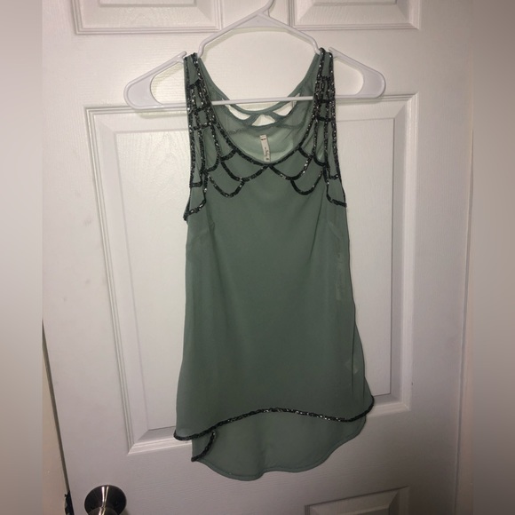 Willow & Clay seafoam beaded tank - Picture 5 of 8